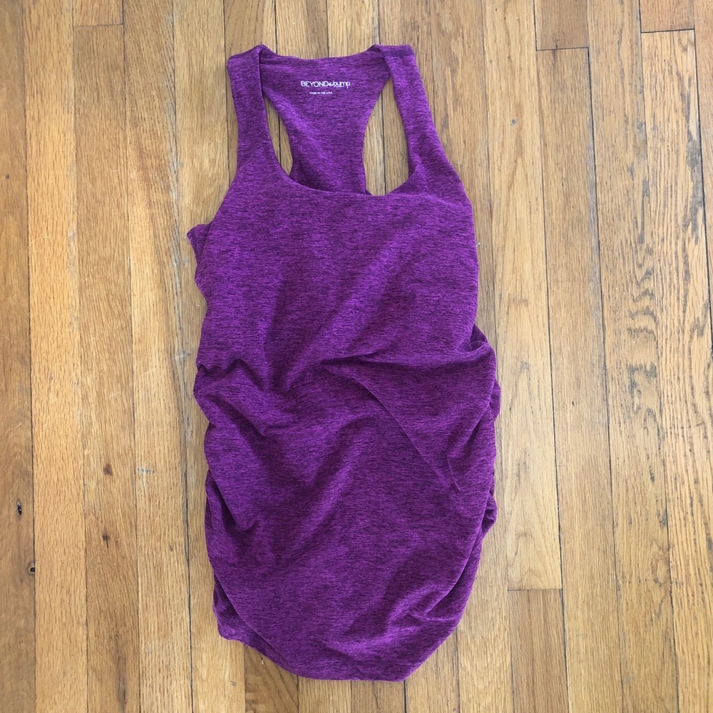 Beyond Yoga Beyond the Bump Spacedye Heathered Magenta Maternity Tank Top sz L